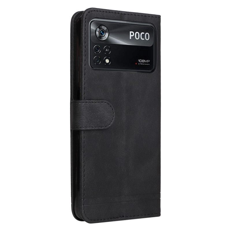 Κάλυμμα Poco X4 Pro 5G Πριτσίνι Και Λουράκι Από Απομίμηση Δέρματος
