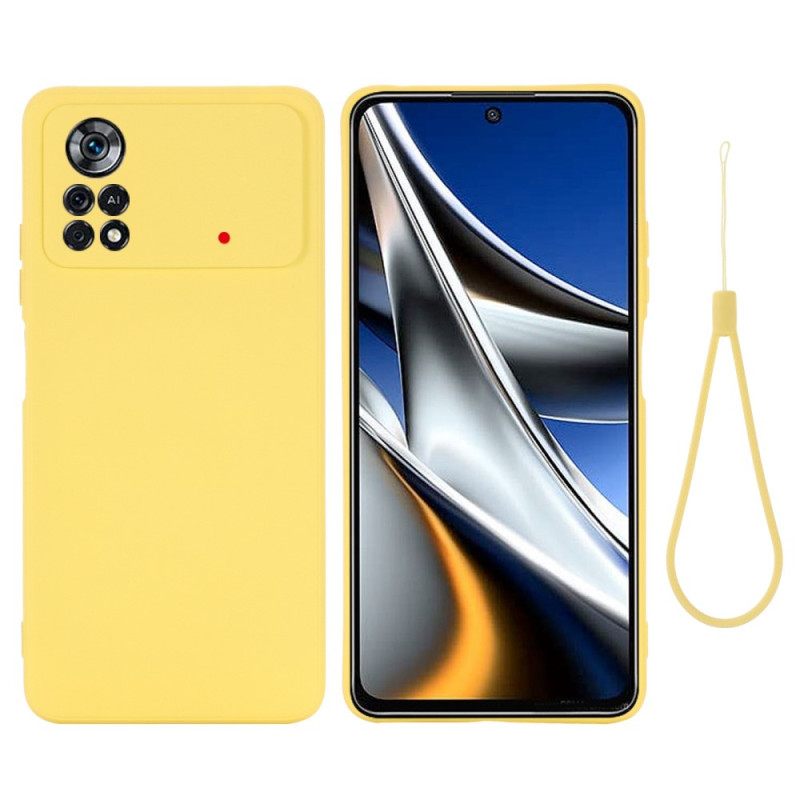 Θήκη Poco X4 Pro 5G με κορδονι Λουράκι Υγρής Σιλικόνης