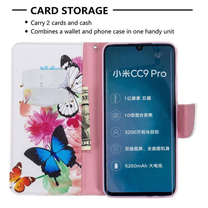 Κάλυμμα Xiaomi Mi Note 10 / 10 Pro Ζωγραφισμένες Πεταλούδες Και Λουλούδια