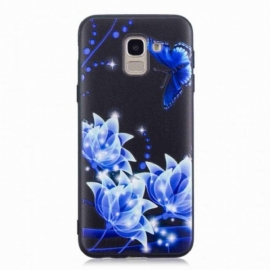 θηκη κινητου Samsung Galaxy J6 Πεταλούδα Και Μπλε Λουλούδια