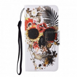 Θήκη Flip Oppo A15 Floral Skull Με Κορδόνι