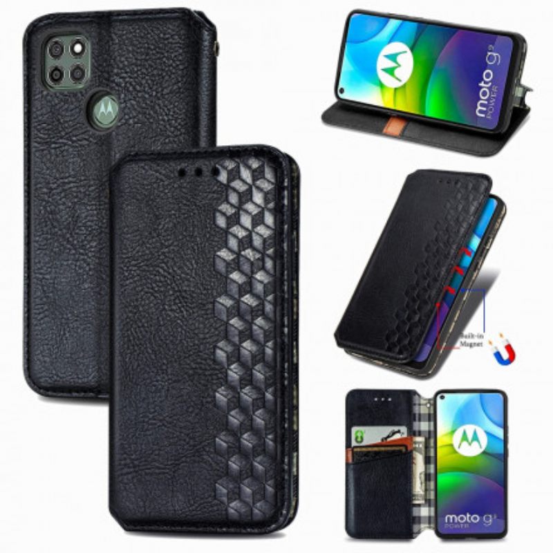 θηκη κινητου Moto G9 Plus Θήκη Flip Εφέ Δέρματος Με Υφή Διαμαντιού