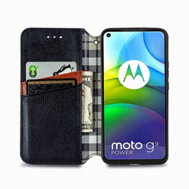 θηκη κινητου Moto G9 Plus Θήκη Flip Εφέ Δέρματος Με Υφή Διαμαντιού