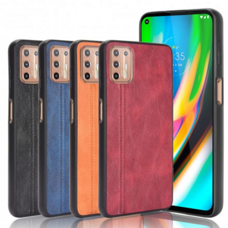 Θήκη Moto G9 Plus Εφέ Δέρματος Ραφής