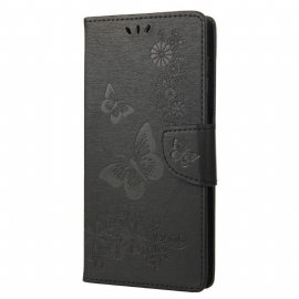 δερματινη θηκη Samsung Galaxy M23 5G με κορδονι Strap Butterflies