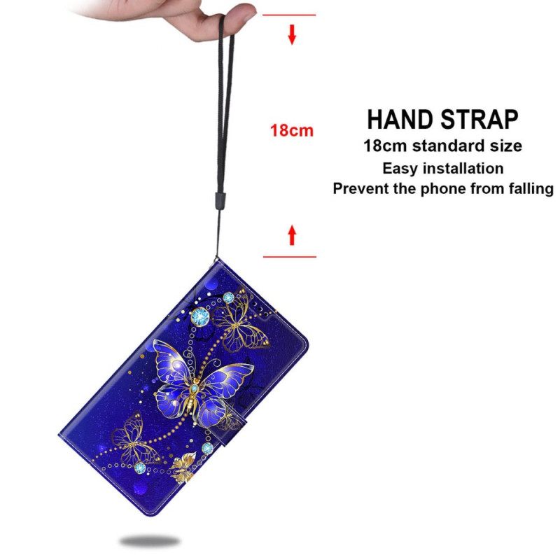 Κάλυμμα Samsung Galaxy M23 5G με κορδονι Ανεμιστήρας Strap Butterflies