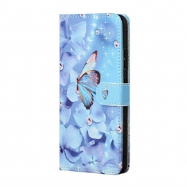 Κάλυμμα Samsung Galaxy M23 5G με κορδονι Πεταλούδες Με Λουράκι Διαμαντιών
