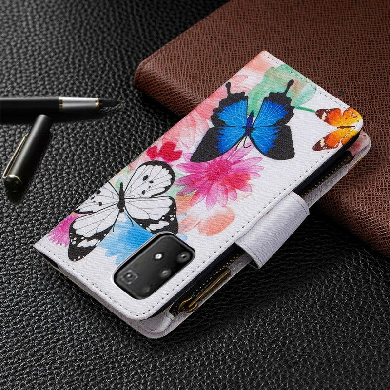 δερματινη θηκη Samsung Galaxy S10 Lite Τσέπη Με Φερμουάρ Πεταλούδες