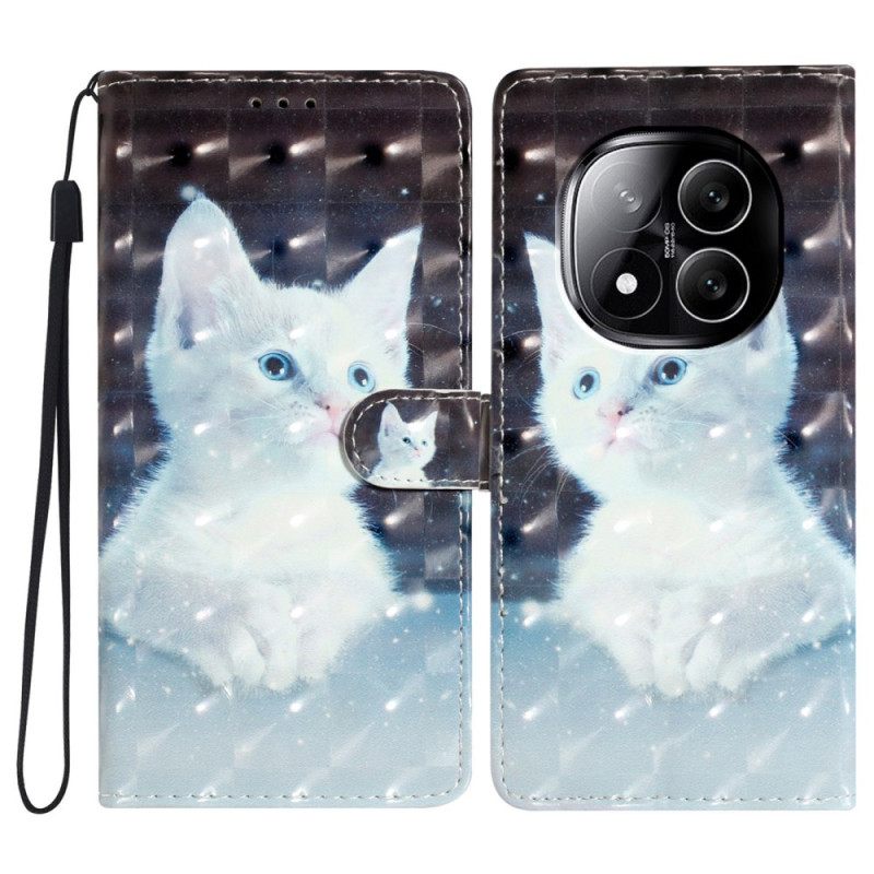 Δερματινη Θηκη Xiaomi Redmi Note 14 Pro Plus 5g 3d Λευκή Γάτα