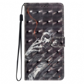 Δερματινη Θηκη Xiaomi Redmi Note 14 Pro Plus 5g 3d Σκελετός Που Καπνίζει Σιλικόνης