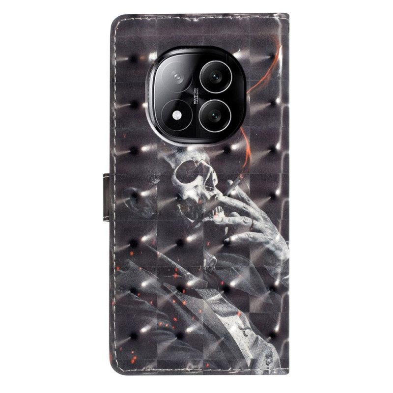 Δερματινη Θηκη Xiaomi Redmi Note 14 Pro Plus 5g 3d Σκελετός Που Καπνίζει Σιλικόνης