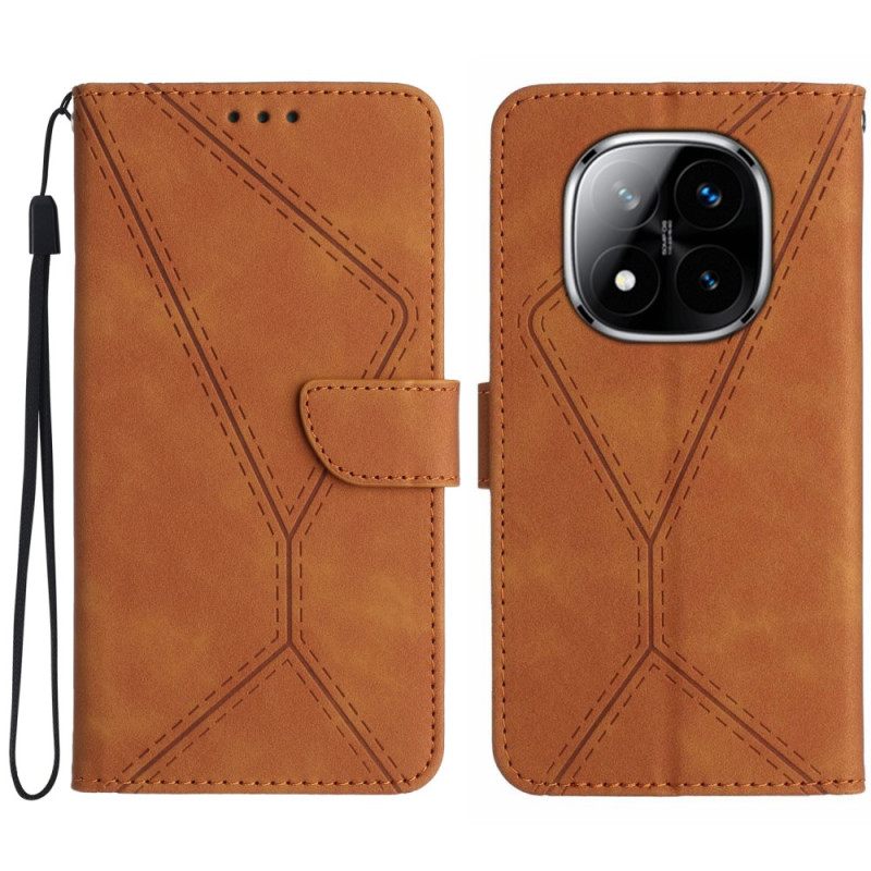 Δερματινη Θηκη Xiaomi Redmi Note 14 Pro Plus 5g Γραμμές Και Παύλες Με Λουρί