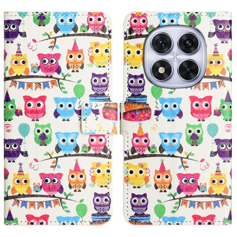 Δερματινη Θηκη Xiaomi Redmi Note 14 Pro Plus 5g Κουκουβάγιες Σιλικόνης