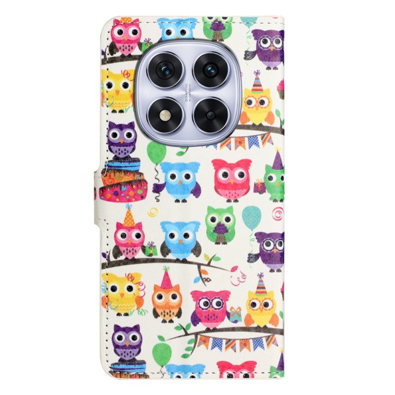 Δερματινη Θηκη Xiaomi Redmi Note 14 Pro Plus 5g Κουκουβάγιες Σιλικόνης