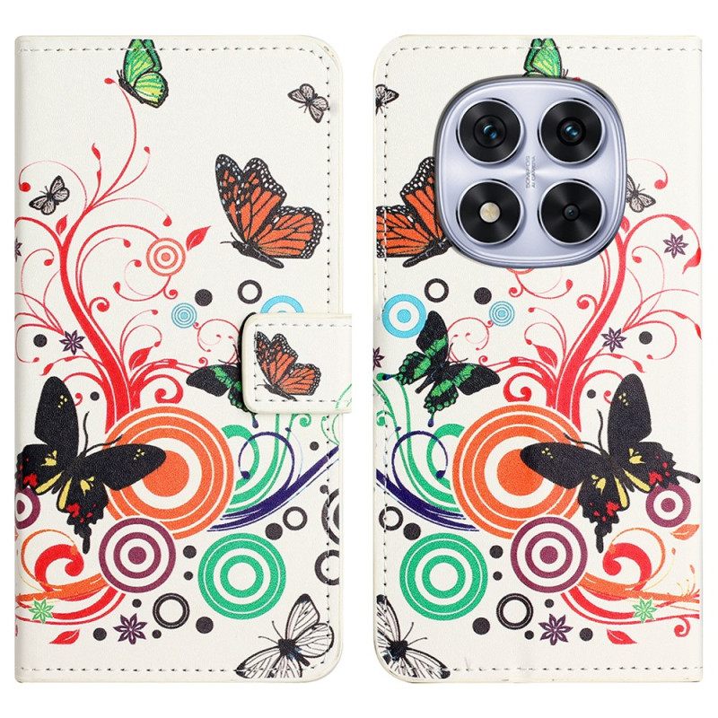 Δερματινη Θηκη Xiaomi Redmi Note 14 Pro Plus 5g Πεταλούδες Σε Λευκό Φόντο