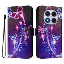 Δερματινη Θηκη Xiaomi Redmi Note 14 Pro Plus 5g Σχέδιο Εορταστικών Πεταλούδων Σιλικόνης