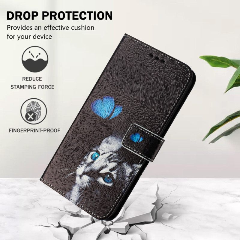 Δερματινη Θηκη Xiaomi Redmi Note 14 Pro Plus 5g Σχέδιο Πεταλούδας Και Γάτας