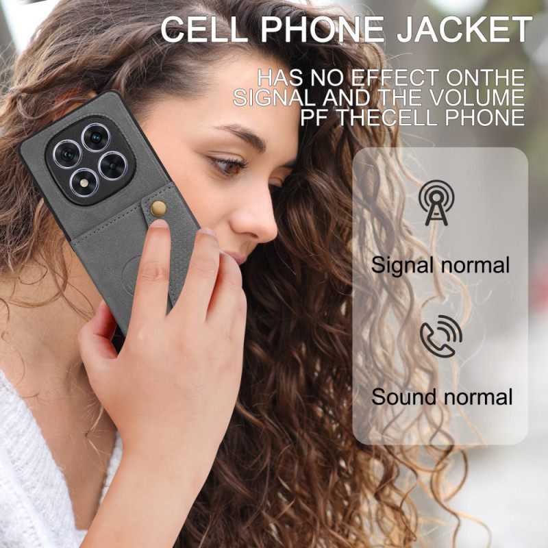 Κάλυμμα Xiaomi Redmi Note 14 Pro Plus 5g Δερμάτινη Θήκη Καρτών Και Βάση Σιλικόνης