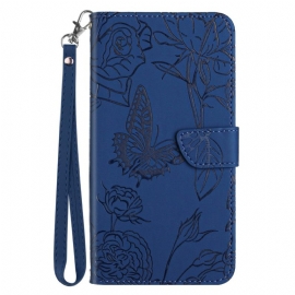 Θηκη Κινητου Xiaomi Redmi Note 14 Pro Plus 5g Θήκες Κινητών Στάμπα Πεταλούδας Με Λουράκι