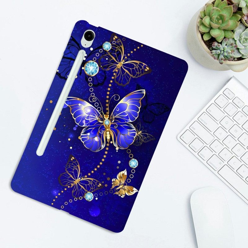 Κάλυμμα Samsung Galaxy Tab S10 Fe Plus Μπλε Και Χρυσές Πεταλούδες
