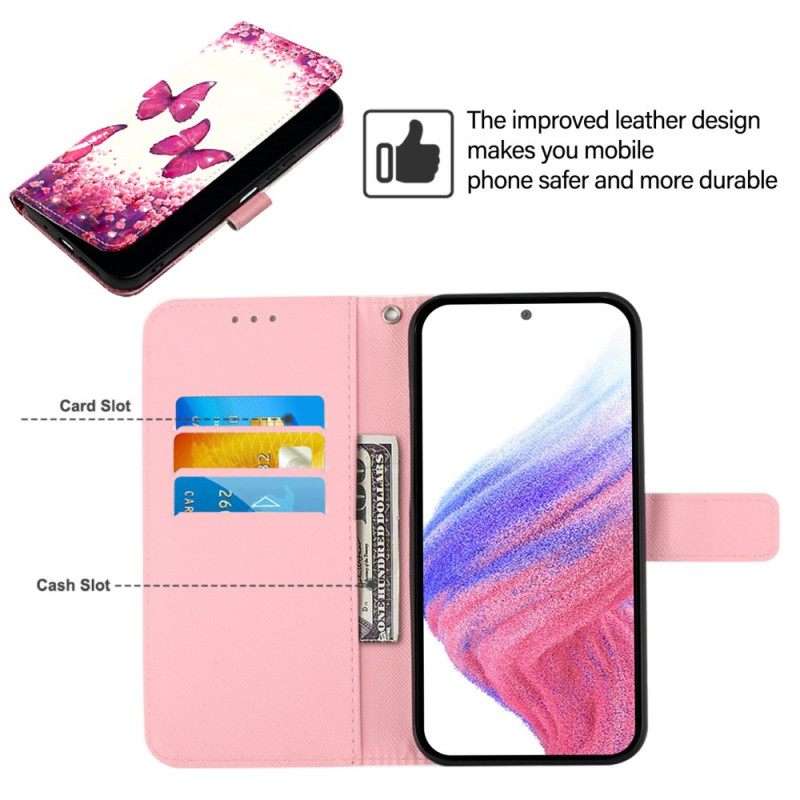 Δερματινη Θηκη Oneplus Nord 4 Κόκκινες Πεταλούδες