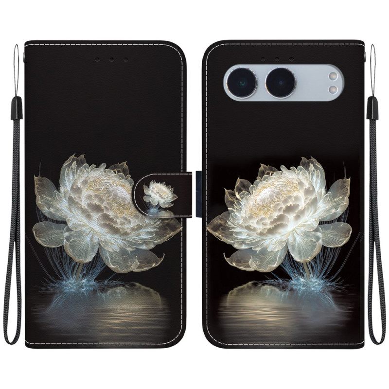 Δερματινη Θηκη Oneplus Nord 4 Κορδόνι Με Κρυστάλλινες Παιώνιες