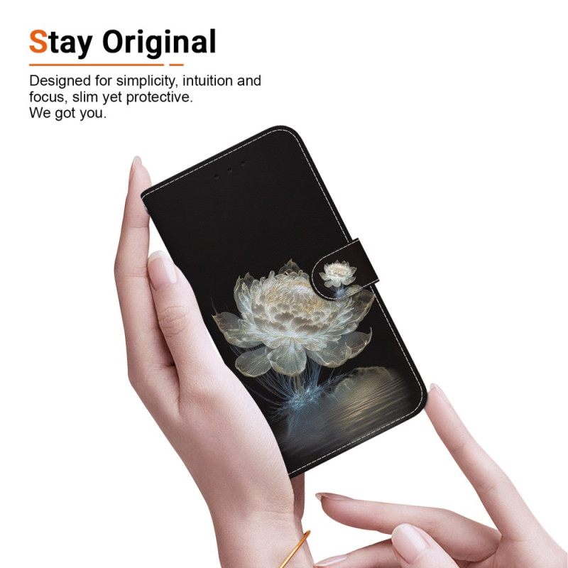 Δερματινη Θηκη Oneplus Nord 4 Κορδόνι Με Κρυστάλλινες Παιώνιες