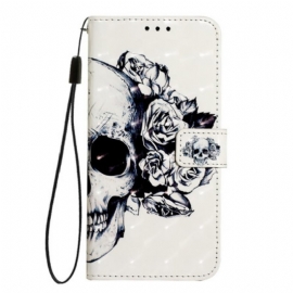 Δερματινη Θηκη Oneplus Nord 4 Κρανίο Με Λουλούδια