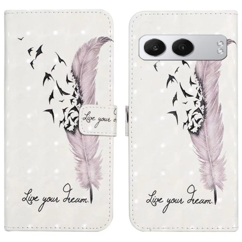 Δερματινη Θηκη Oneplus Nord 4 Τρισδιάστατο Ροζ Φτερό