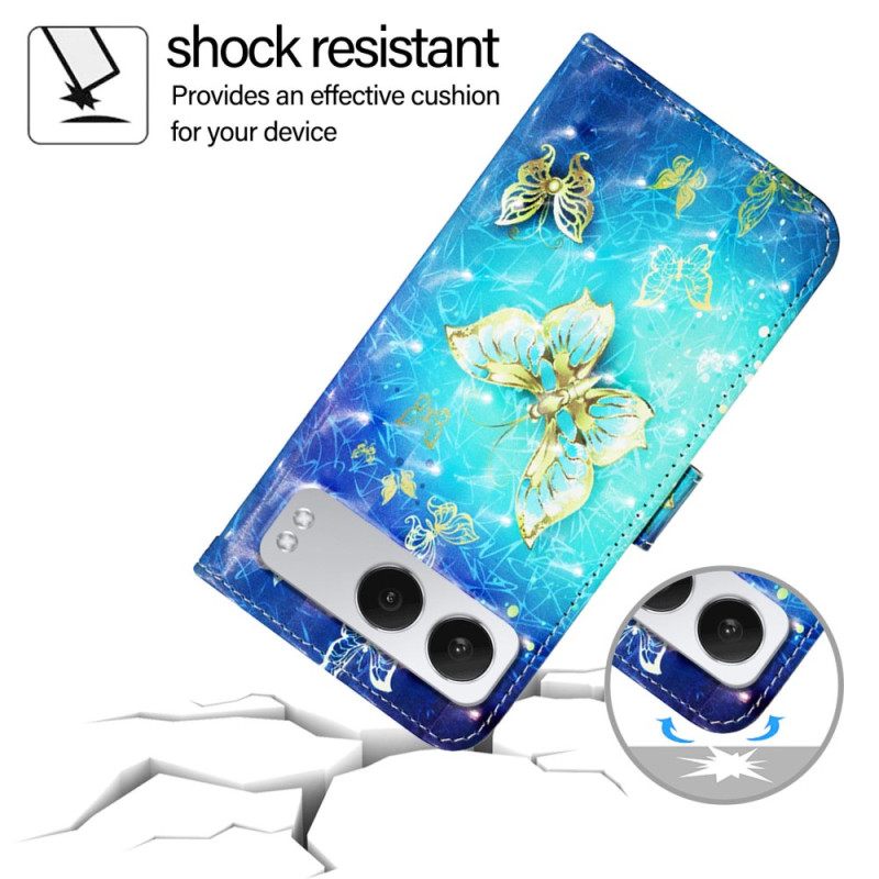 Δερματινη Θηκη Oneplus Nord 4 Χρυσές Πεταλούδες