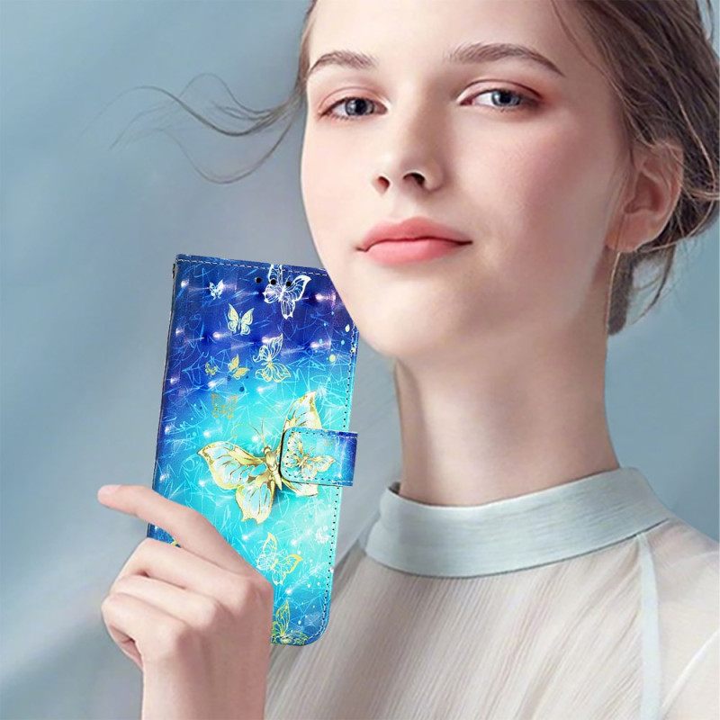 Δερματινη Θηκη Oneplus Nord 4 Χρυσές Πεταλούδες