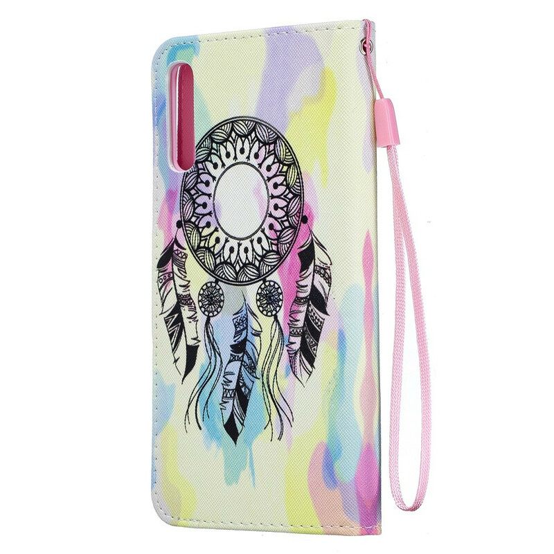 Κάλυμμα Samsung Galaxy A70 με κορδονι Ακουαρέλα Dream Catcher Με Αφαιρούμενο Λουρί