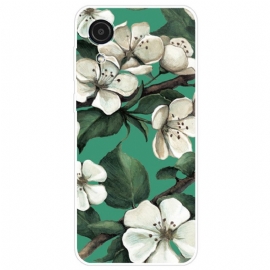 θηκη κινητου Samsung Galaxy A03 Core Βαμμένα Λευκά Λουλούδια
