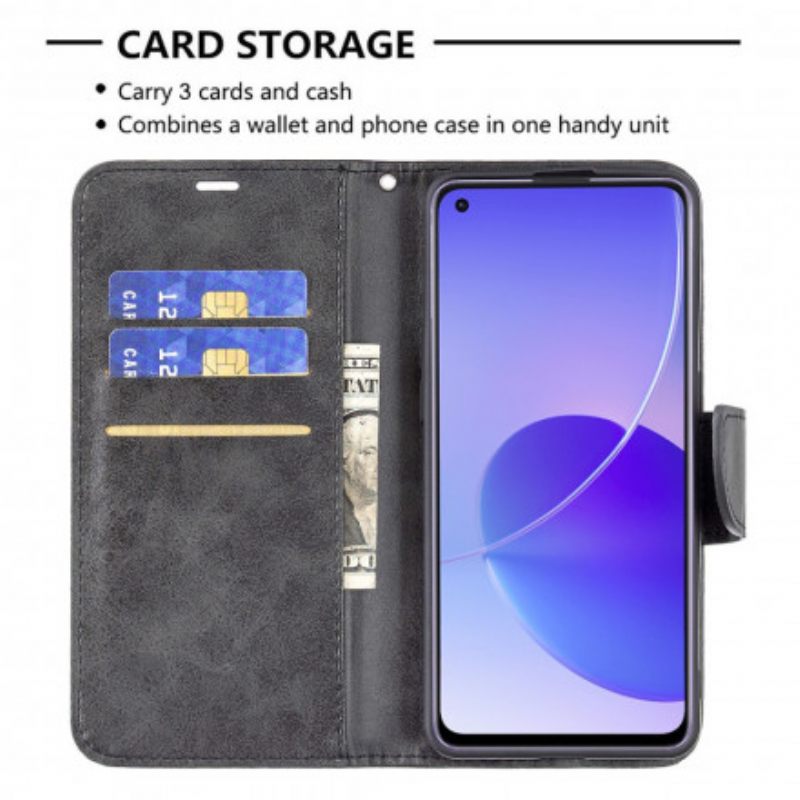 Κάλυμμα Oppo Reno 6 5G Θήκη Flip Λείο Λοξό Πτερύγιο