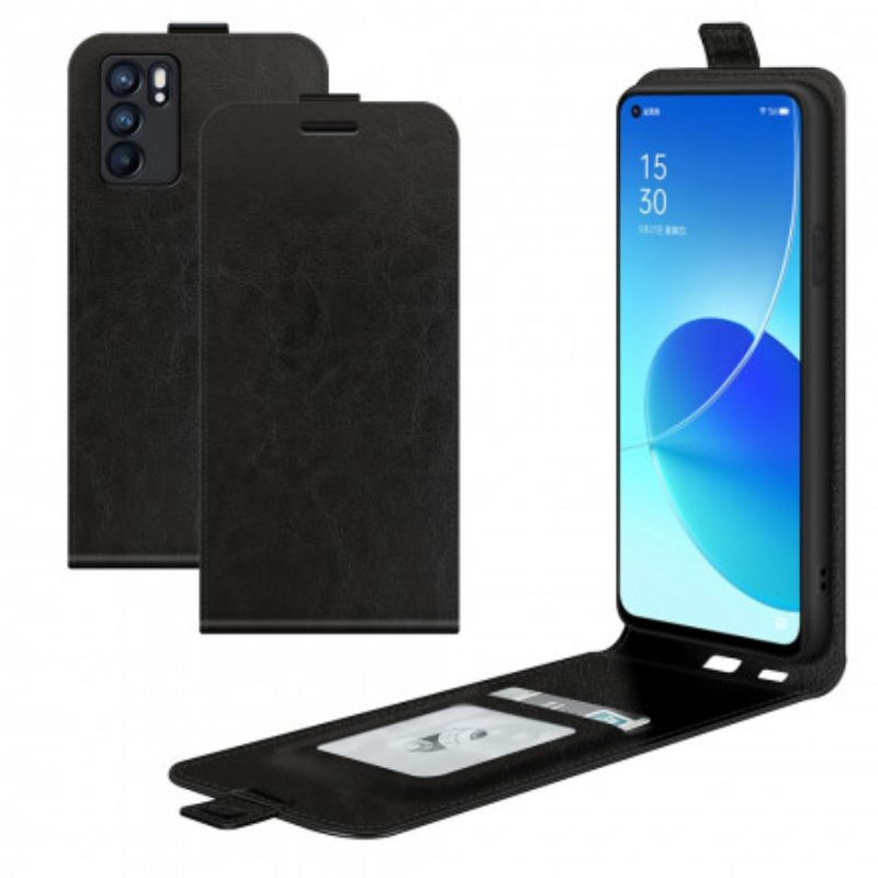 Θήκη Flip Oppo Reno 6 5G δερματινη θηκη Κάθετο Πτερύγιο Με Εφέ Δέρματος
