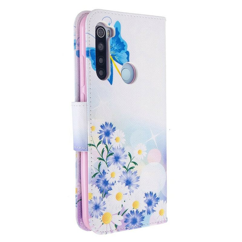 Κάλυμμα Xiaomi Redmi Note 8T Ζωγραφισμένες Πεταλούδες Και Λουλούδια