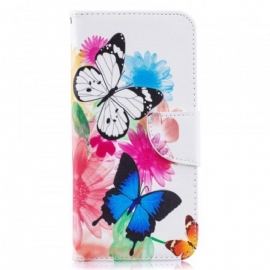 δερματινη θηκη Samsung Galaxy A50 Ζωγραφισμένες Πεταλούδες Και Λουλούδια