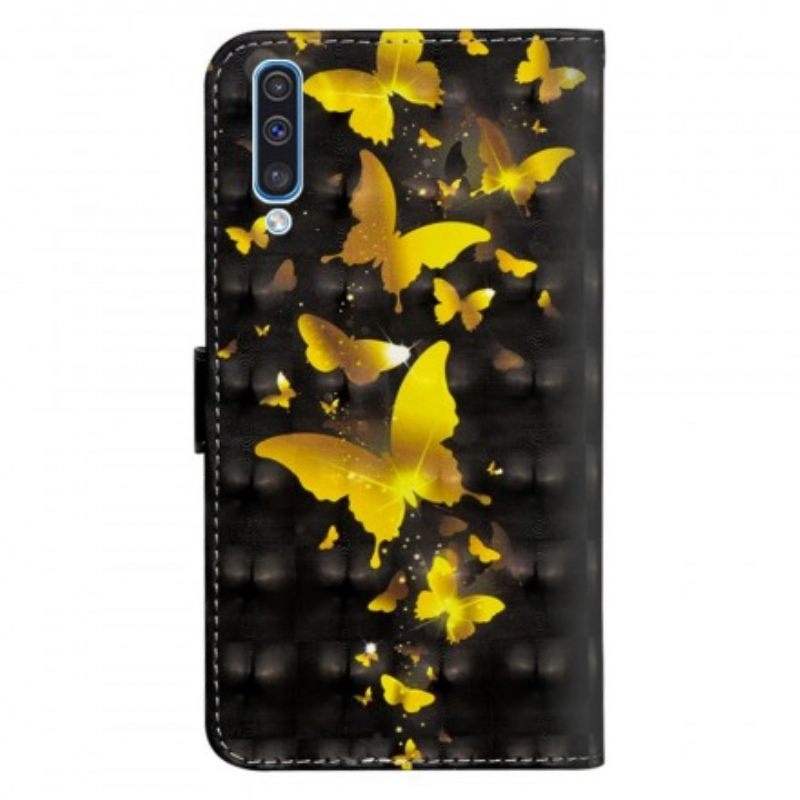 Θήκη Flip Samsung Galaxy A50 Κίτρινες Πεταλούδες
