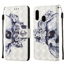 δερματινη θηκη Samsung Galaxy A20e Floral Skull