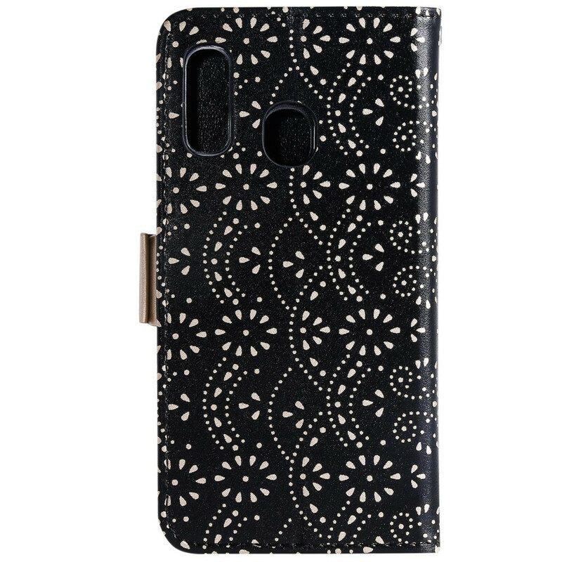 Κάλυμμα Samsung Galaxy A20e με κορδονι Πορτοφόλι Με Λουράκι Με Δαντέλα