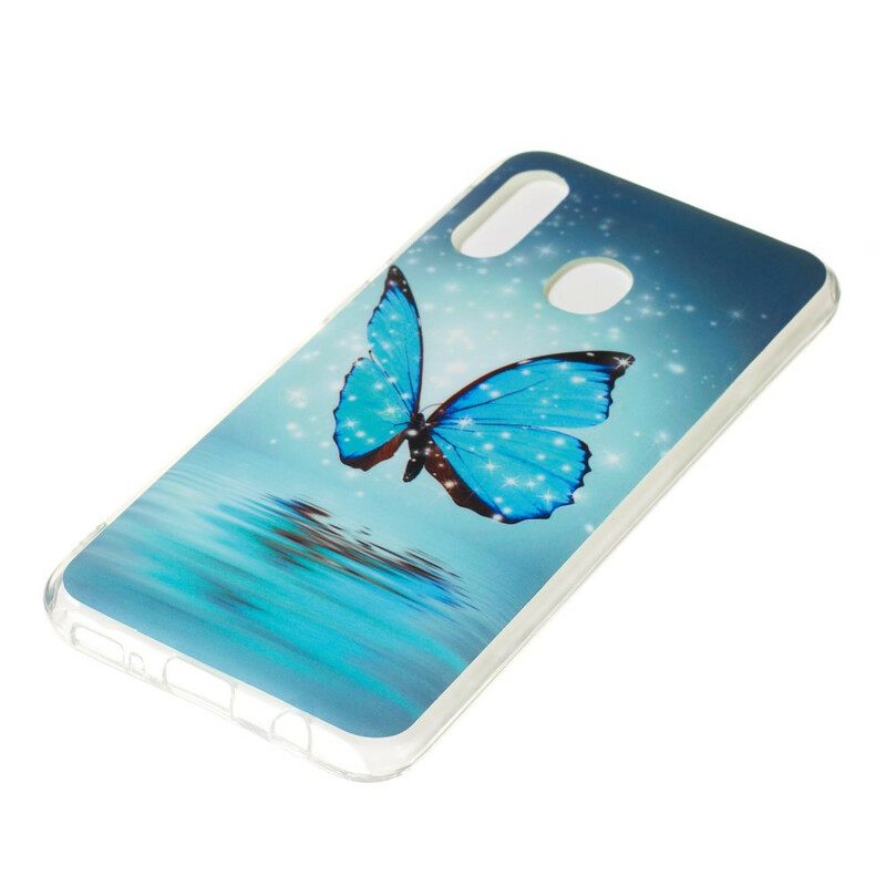 Θήκη Samsung Galaxy A20e Φθορίζουσα Μπλε Πεταλούδα