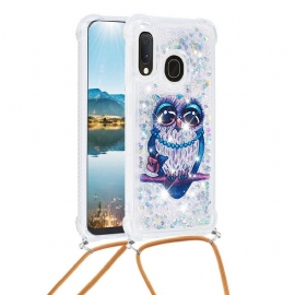 Θήκη Samsung Galaxy A20e με κορδονι Miss Owl Glitter Cord