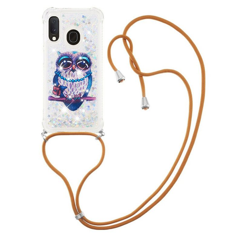 Θήκη Samsung Galaxy A20e με κορδονι Miss Owl Glitter Cord
