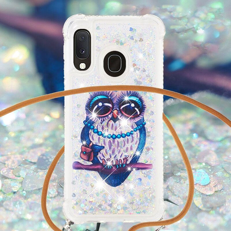 Θήκη Samsung Galaxy A20e με κορδονι Miss Owl Glitter Cord
