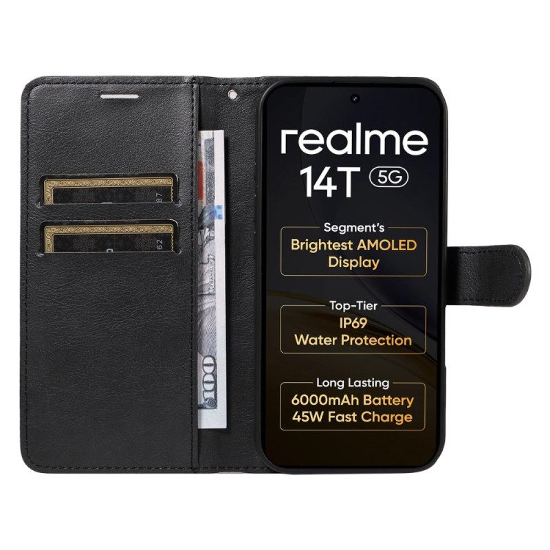 Δερματινη Θηκη Realme 14t 5g Απλό Δερμάτινο Εφέ Με Λουρί