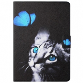 Κάλυμμα Samsung Galaxy Tab A8 Γάτα Και Μπλε Πεταλούδα