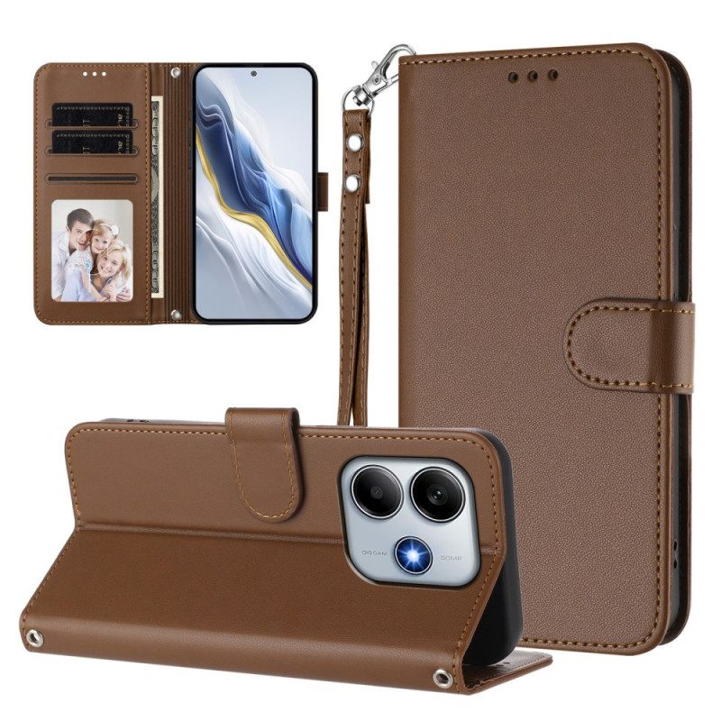 Δερματινη Θηκη Xiaomi Redmi Note 14 5g Απλό Με Κορδόνι