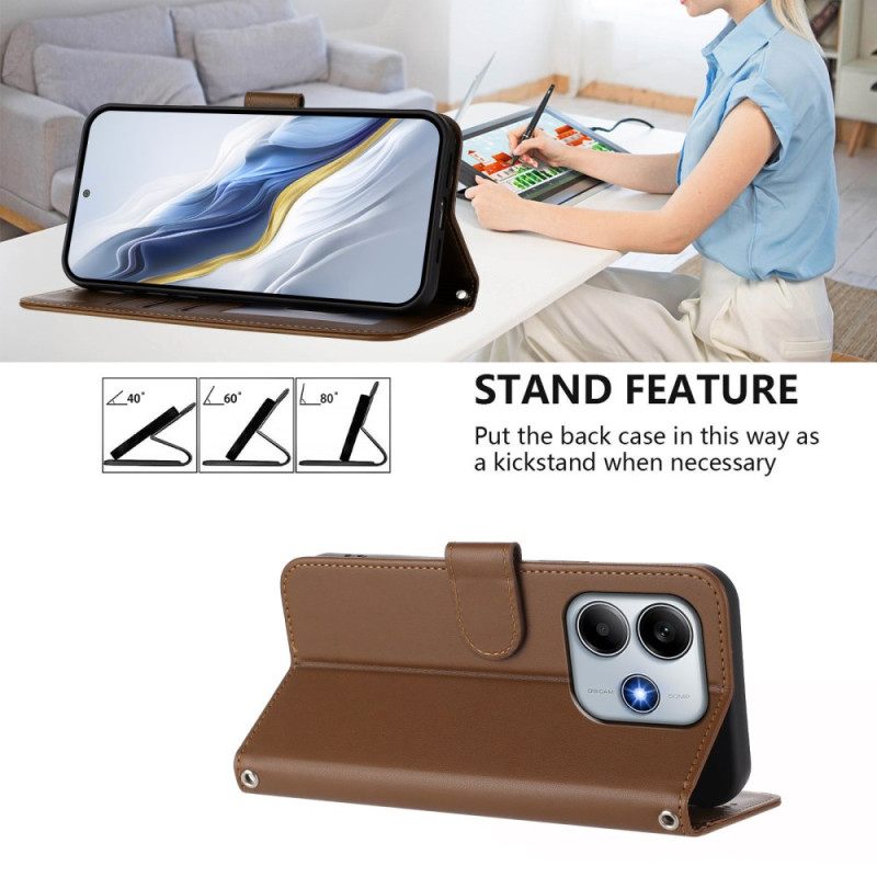 Δερματινη Θηκη Xiaomi Redmi Note 14 5g Απλό Με Κορδόνι