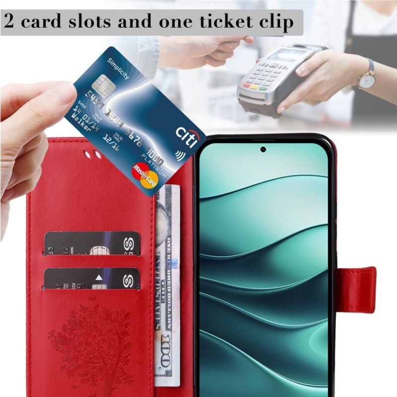 Δερματινη Θηκη Xiaomi Redmi Note 14 5g Γάτα Και Δέντρο Lnaière