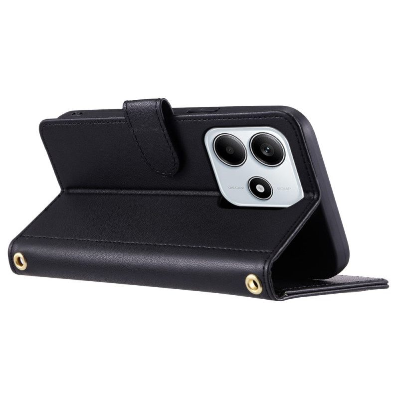 Δερματινη Θηκη Xiaomi Redmi Note 14 5g Καπιτονέ Με Λουρί Ώμου Και Λουρί